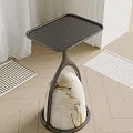 Elegant Modern Side Table With Black Square Top And Artistic Stone Base 3d model