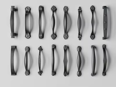 Metal Cabinet Handles With Various Decorative And Sleek Designs For Furniture Applications 3d model