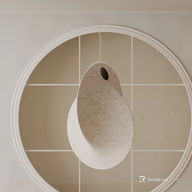 Modern Textured White Pendant Light With Circular Frame And Light Background Design 3d model