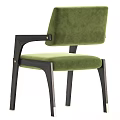 Green Velvet Single Chair With Modern Black Wooden Frame And Legs
