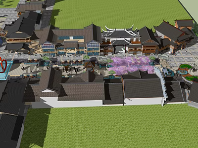 New Chinese Commercial Street Commercial Street Ancient Town Pedestrian Street Old Street Small Town Tourist Resort 3d model