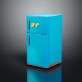 Vintage Blue Double Door Refrigerator With Rustic Details And Gold Accents