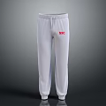 White Casual Sweatpants With Red SSC Logo On Side For Comfortable Daily Wear 3d model