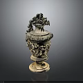 Intricately Carved Classical Vase With Ornate Top And Detailed Floral Patterns
