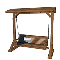 Wooden Outdoor Swing Bench with Canopy and Cozy Blanket Pillow for Garden Relaxation