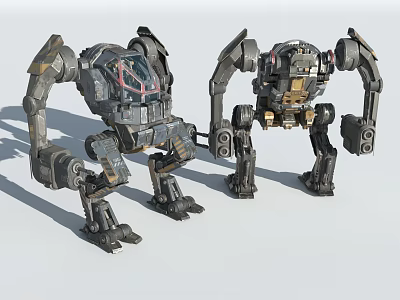 Mechanical Battle Weapons Large Robotic Armor Units With Metal Structure And Combat Design 3d model