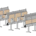 Functional Modern Desk And Chair Set With Metal Frame And Wooden Seats