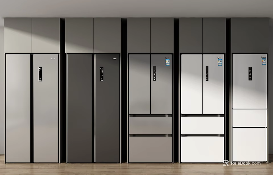 Modern Refrigerators With Various Colors And Multiple Styles For Kitchen 3d model 