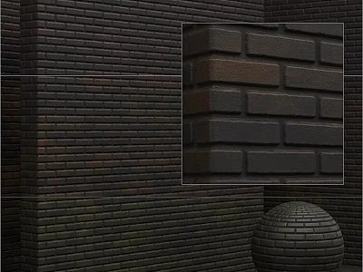 Textured Stacked Brick Wall Components with Brown and Green Tones for Construction 3d model