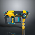 Futuristic Sci Fi Weapon Featuring Yellow and Black Design with Blue Accents Mechanical Structure 3d model