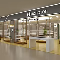 Modern Retail Store Interior Design With Glass Display Shelves And Decorative Plants