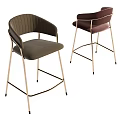 Modern Two Tone Bar Stools With Metal Frame Armrests And Comfortable Seats