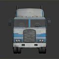 Vintage Blue And White Truck Featuring Cabover Design And Red Roof Lights