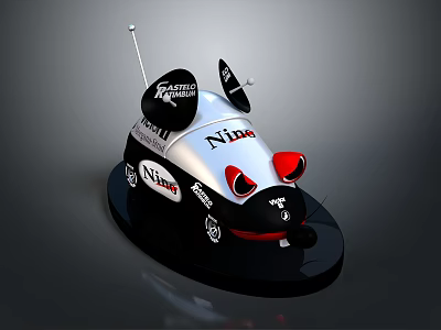 RC Racing Nido Toy With Black Silver Design Red Eyes Antenna And Base 3d model