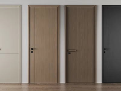 Modern Hinged Doors in Various Colors with Minimalist Design and Sleek Handles 3d model