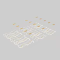 Modern Wave Shaped Chandelier With White Shade And Golden Accents For Interior Decor
