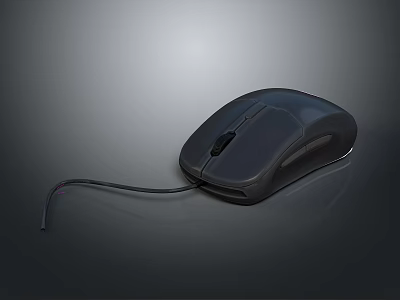 High Precision Ergonomic Wired Computer Mouse With Sleek Black Design For Office And Home Use 3d model