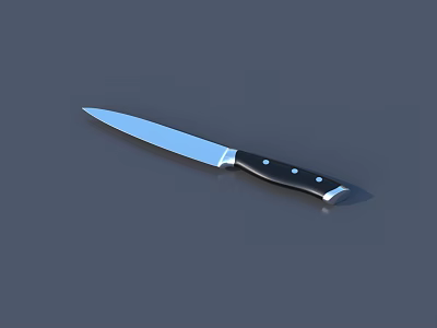 Sharp Silver Blade Knife With Black Handle Dots Used As Weapon 3d model