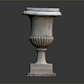 Classical Stone Sculpture Vase With Ornate Carvings And Square Base 3d model