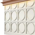 Elegant Wall Design With Brown Decorative Trim White Grid And Circular Elements With Soft Lighting 3d model