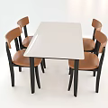 Modern Dining Table Set with Rectangular Marble Top and Brown Black Chairs 3d model