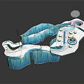Frozen Natural Blue Ice Landscape With Winding Slide And Circular Pool Area