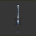 Enchanted Sword With Blue Glow Ornate Crystal Blade And Decorative Hilt