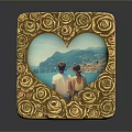 Golden Rose Carved Photo Frame For Home Decor Living Room