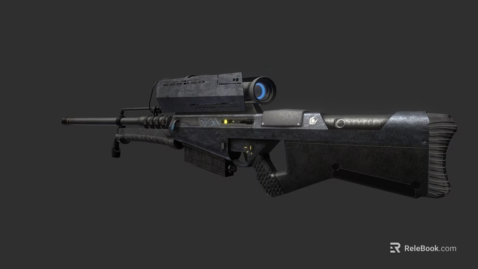 Modern Sniper Rifle With Scope Black Finish And Tactical Detailed Components 3d model 