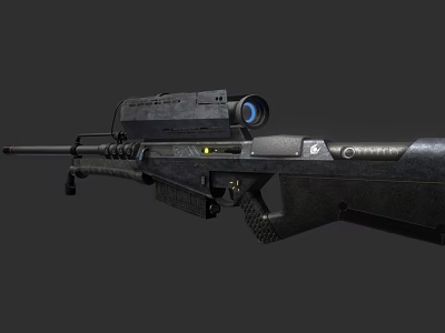 Modern Sniper Rifle With Scope Black Finish And Tactical Detailed Components 3d model