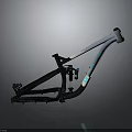 Mountain Bike Frame with Rear Suspension Black and White Design Blue Accent Letters