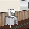 Bubble Tea Shop Interior Featuring White Ice Machine Stainless Steel Countertop And Wooden Wall Panels