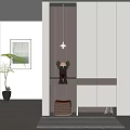 Modern Entryway Cabinet and Side Cabinet Design with Lamp Vase and Decorative Plant