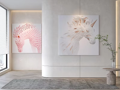 Modern creative decorative painting animals 3d model
