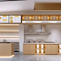 Modern Restaurant Kitchen With Menu Display Wooden Cabinets And Stainless Steel Hoods