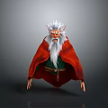 Fantasy Creature Character With White Hair Long Beard And Red Cloak