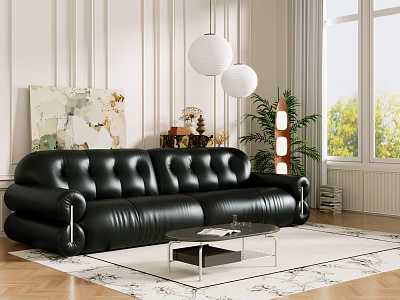 Middle Ancient Sofa Combination Coffee Table Carpet Multiplayer Sofa 3d model