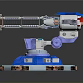 Blue Sci Fi Mechanical Device With Hexagonal Base And Glowing Components