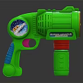 Green Toy Bubble Gun With Multiple Colorful Rings And Blue Handle