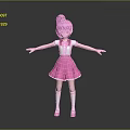 Cute Child With Pink Ponytail Hair White Top Pink Skirt And Open Arms