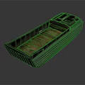 Small Open Hull Watercraft With Metal Frame And Wooden Deck Design