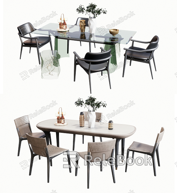 Modern Dining Table and Chair Combination model