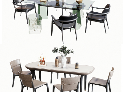 Modern Dining Table and Chair Combination model