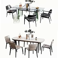Modern Dining Table and Chair Combination 3d model
