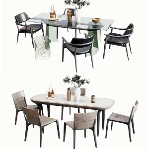 Modern Dining Table and Chair Combination 3d model