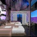 Elegant SPA Sauna With Lavender Theme Heart Shaped Decor Cozy Seating Natural Scenery Warm Lighting