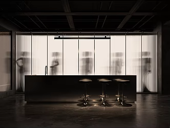 Modern Dark Style Clothing Store Water Bar Area 3d model