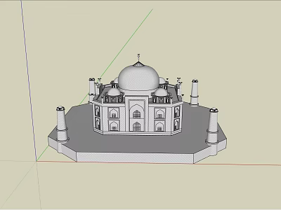 Ancient Architectural Design With Central Dome Octagonal Base And Pillars 3d model