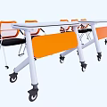 Modern Mobile Conference Table With Orange Chairs And Rolling Wheels Design 3d model