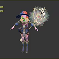 Game And Movie Character Wearing Blue Outfit Yellow Hat Holding Ornate Staff With Red Gem
